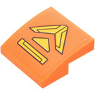 LEGO Orange Pente 2 x 2 Incurvé avec Panneau Autocollant (15068)