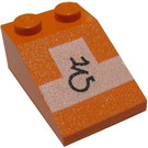 LEGO Orange Backe 2 x 3 (25°) med Sebulba Podracer logotyp med grov yta (3298)