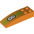 LEGO Orange Slope 2 x 6 Curved with Number '8' (44126 / 80741)