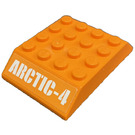 LEGO Orange Slope 4 x 6 (45°) Double with Arctic-4 (Both Sides) Sticker (32083)