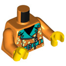 LEGO Orange Stunt Bike Rider, Weiblich mit Orange/Turquoise Outfit Minifigur Torso (973 / 76382)