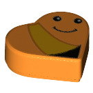 LEGO Orange Fliese 1 x 1 Heart mit Smiley Face (39739 / 72222)