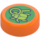 LEGO Orange Tile 1 x 1 Round with Beetle and Magnifying Glass (35380)