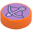 LEGO Orange Tuile 1 x 1 Rond avec Arc et Arrow (35380)