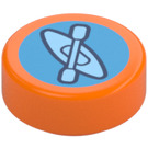 LEGO Orange Tile 1 x 1 Round with Kayak (35380)