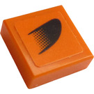 LEGO Oranje Tegel 1 x 1 met Zwart Symbol Aan Oranje Links Sticker met groef (3070)