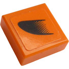 LEGO Oranje Tegel 1 x 1 met Zwart Symbol Aan Oranje Rechtsaf Sticker met groef (3070)