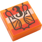 LEGO Orange Tile 1 x 1 with Number 3 and Wrapper with Groove (3070)