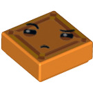 LEGO Oranje Tegel 1 x 1 met Oranje Kryptomite Gezicht  met groef (3070 / 29654)