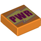 LEGO Orange Tuile 1 x 1 avec "PWR" avec rainure (3070 / 69462)