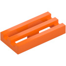 LEGO Orange Fliese 1 x 2 Gitter (mit Unterrohr) (2412 / 30244)