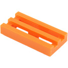 LEGO Oranje Tegel 1 x 2 Rooster (met Groef aan onderzijde) (2412 / 30244)