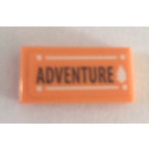 LEGO Orange Tile 1 x 2 with Adventure sticker with Groove (3069)