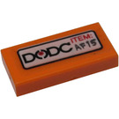 LEGO Orange Fliese 1 x 2 mit 'DODC' und 'ITEM: AF15' Aufkleber mit Nut (3069)
