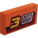 LEGO Oranje Tegel 1 x 2 met Lubrikant en 3 (Rechtsaf) Sticker met groef (3069)