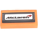 LEGO Orange Tile 1 x 2 with McLaren on Orange Sticker with Groove (3069)