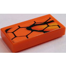 LEGO Orange Tile 1 x 2 with Orange Scales Sticker with Groove (3069)