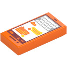 LEGO Oranje Tegel 1 x 2 met Oranje Smartphone met groef (3069 / 73903)