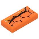 LEGO Orange Tile 1 x 2 with Snakeskin (Left) Sticker with Groove (3069)