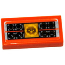 LEGO Orange Tile 1 x 2 with Yellow Fuzzy Face Sticker with Groove (3069)