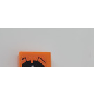 LEGO Orange Tile 1 x 4 with Black and Silver Skull Sticker (2431)