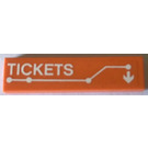 LEGO Orange Tile 1 x 4 with TICKETS and Route pattern Sticker (2431)