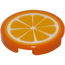 LEGO Tile 2 x 2 Round with Citrus Fruit Sticker with "X" Bottom (4150)