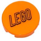 LEGO Orange Tile 2 x 2 Round with LEGO Black Outlined on Transparent Sticker with Bottom Stud Holder (14769)