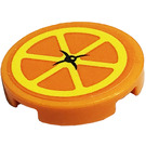 LEGO Oranje Tegel 2 x 2 Ronde met Triangles, Button Sticker met Studhouder aan de onderzijde (14769)