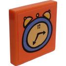 LEGO Orange Tile 2 x 2 with Alarm Clock Sticker with Groove (3068)