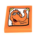 LEGO Oranje Tegel 2 x 2 met Aloysius Snuffy Snuffleupagus Sticker met groef (3068)