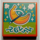 LEGO Orange Fliese 2 x 2 mit BeatBit Album Cover - Banane und Magie Zauberstab mit Nut (3068)