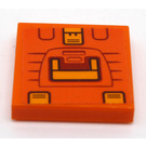 LEGO Orange Fliese 2 x 2 mit Bright Light Orange Muster Aufkleber mit Nut (3068)