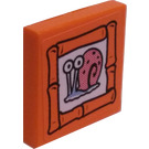 LEGO Orange Tile 2 x 2 with Framed Gary Picture Sticker with Groove (3068)