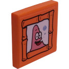 LEGO Orange Tuile 2 x 2 avec Framed Patrick Picture Autocollant avec rainure (3068)