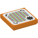 LEGO Orange Fliese 2 x 2 mit Ausrüstung und Gebogen Arrows Scanner Code mit Nut (77553 / 77554)