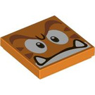 LEGO Orange Tile 2 x 2 with Goomba Face with Groove (3068 / 79551)