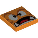 LEGO Oransje Tile 2 x 2 med Goomba Ansikt med Rille (3068 / 94869)