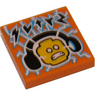 LEGO Orange Tile 2 x 2 with Minifig Head with Headphones with Groove (3068)