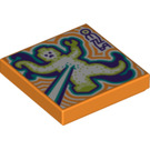 LEGO Oransje Tile 2 x 2 med Mutate Ray med Rille (3068 / 75379)