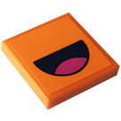 LEGO Orange Tile 2 x 2 with Open Mouth, Tongue Sticker with Groove (3068)