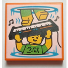 LEGO Orange Fliese 2 x 2 mit Portal print mit Nut (3068)