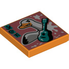 LEGO Arancione Piastrella 2 x 2 con Gabbiano Guitar print con scanalatura (3068 / 75380)