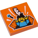 LEGO Orange Tile 2 x 2 with Singer falling in Trap Door with Groove (3068)