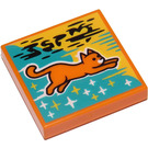 LEGO Orange Tile 2 x 2 with Super Cats with Groove (3068)