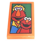 LEGO Orange Tile 2 x 3 with Picture of Louie & Elmo Sticker (26603)