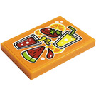 LEGO Orange Tile 2 x 3 with Watermelon, Strawberries, Juices Sticker (26603)