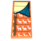 LEGO Orange Tile 2 x 4 with Bedroll with Deers Sticker (87079)