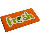 LEGO Orange Tile 2 x 4 with 'fresh' Sticker (87079)