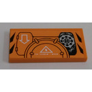 LEGO Orange Tile 2 x 4 with Hatches, White Arrow and Chain (Left) Sticker (87079)